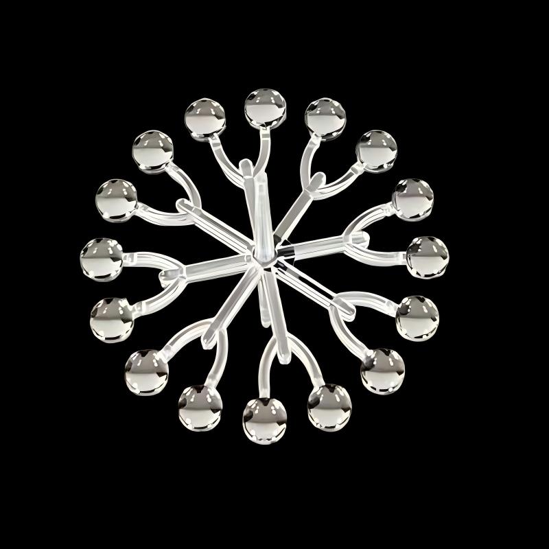 Clear molded lens samples on a sprue